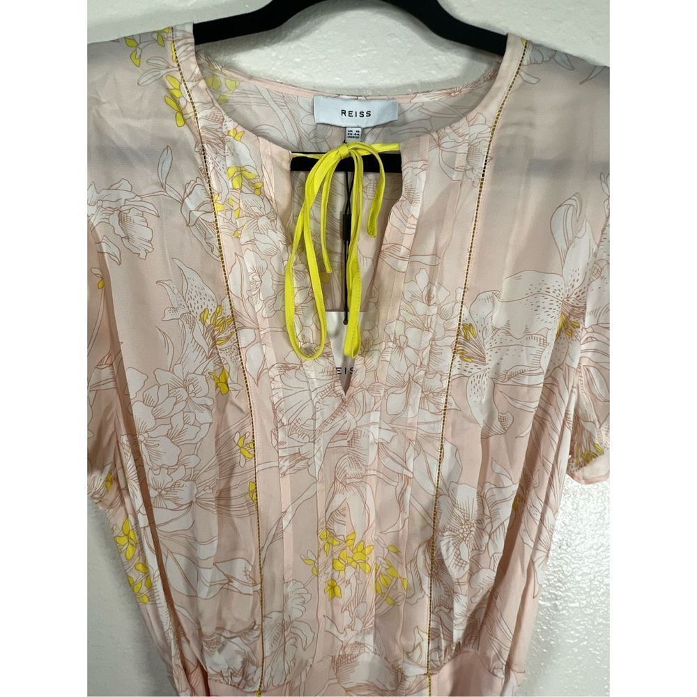 NWT Reiss Women's Floral Carlotta Tie Waist Flippy Blush Mini Dress Size 12 - Picture 7 of 12
